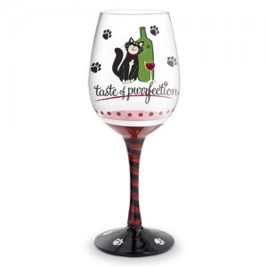 Taste of Purrfection Hand Painted Wine Glass