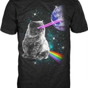 Laser Eyes Cat T-Shirt in Space