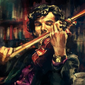 Sherlock Holmes Playing Violin Poster 32x24