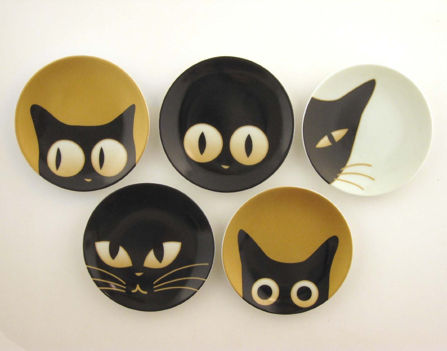 Assorted Set of 5 Cat Eyes Small Dishes
