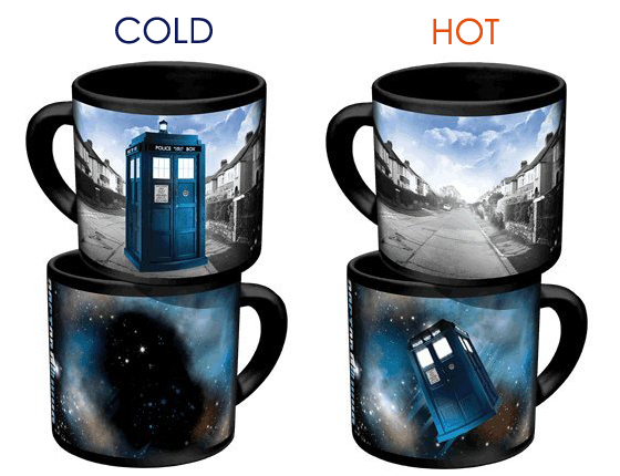 Doctor Who Disappearing TARDIS Transforming Mug New Coffee Tea Police Box Black 