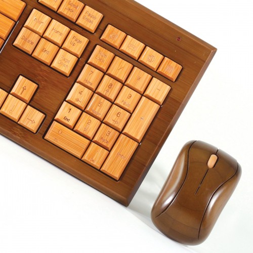 Hand-Carved Bamboo Keyboard and Mouse