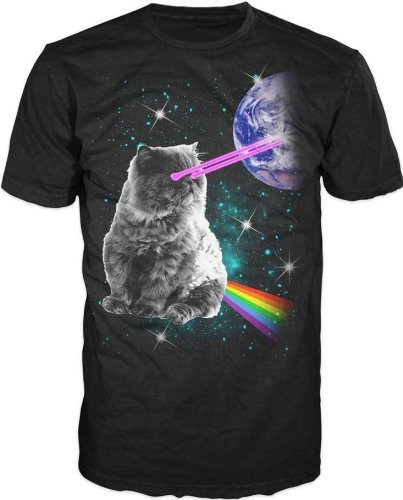 Laser Eyes Cat T-Shirt in Space
